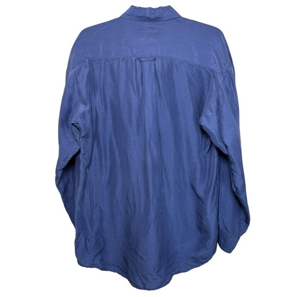 Vintage Silk Button Up Shirt Men’s Size Medium Dusty Muted Blue 80s 90s - Picture 2 of 9